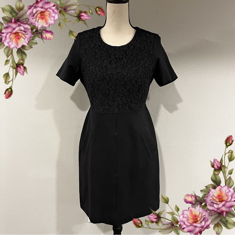 ‎Land’s End short sleeve lace black dress